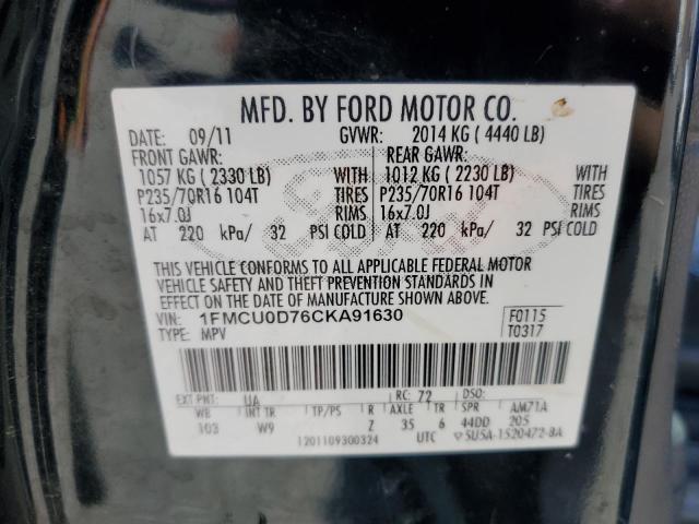 Photo 12 VIN: 1FMCU0D76CKA91630 - FORD ESCAPE XLT 