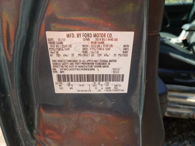 Photo 9 VIN: 1FMCU0D76CKB82266 - FORD ESCAPE XLT 