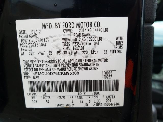 Photo 9 VIN: 1FMCU0D76CKB95308 - FORD ESCAPE XLT 