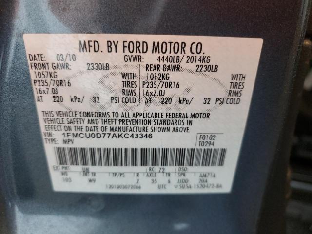 Photo 12 VIN: 1FMCU0D77AKC43346 - FORD ESCAPE 