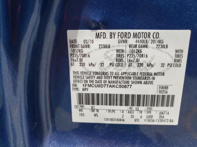 Photo 9 VIN: 1FMCU0D77AKC50877 - FORD ESCAPE XLT 