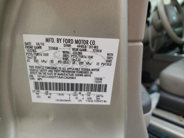 Photo 9 VIN: 1FMCU0D77AKC82583 - FORD ESCAPE XLT 