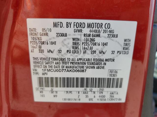 Photo 12 VIN: 1FMCU0D77AKD06087 - FORD ESCAPE 