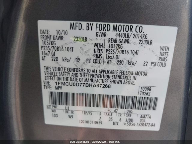 Photo 8 VIN: 1FMCU0D77BKA67268 - FORD ESCAPE 