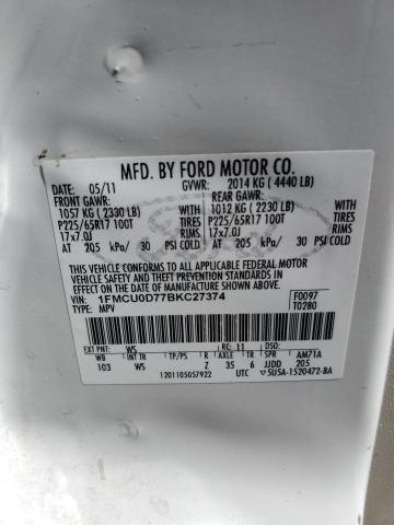 Photo 9 VIN: 1FMCU0D77BKC27374 - FORD ESCAPE XLT 