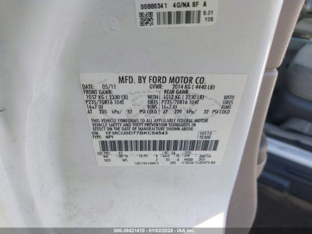 Photo 8 VIN: 1FMCU0D77BKC54543 - FORD ESCAPE 