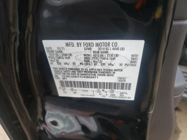 Photo 9 VIN: 1FMCU0D77CKB02571 - FORD ESCAPE XLT 