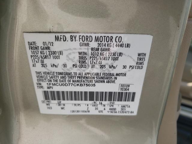 Photo 9 VIN: 1FMCU0D77CKB75035 - FORD ESCAPE XLT 