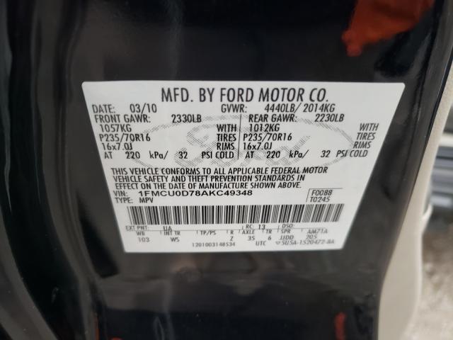 Photo 9 VIN: 1FMCU0D78AKC49348 - FORD ESCAPE XLT 