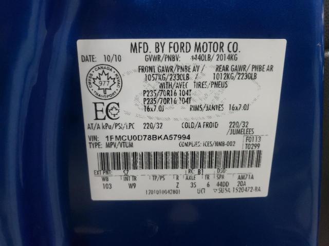 Photo 12 VIN: 1FMCU0D78BKA57994 - FORD ESCAPE XLT 