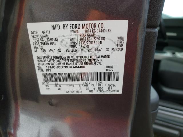 Photo 9 VIN: 1FMCU0D78CKA84405 - FORD ESCAPE XLT 