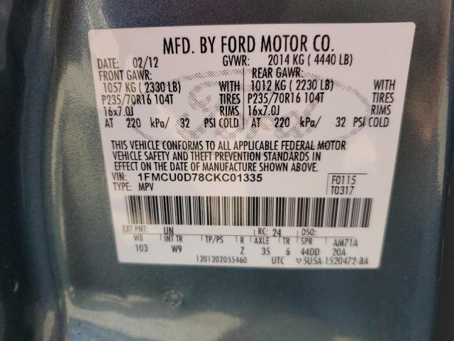 Photo 12 VIN: 1FMCU0D78CKC01335 - FORD ESCAPE 