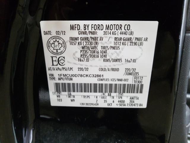 Photo 9 VIN: 1FMCU0D78CKC32861 - FORD ESCAPE XLT 