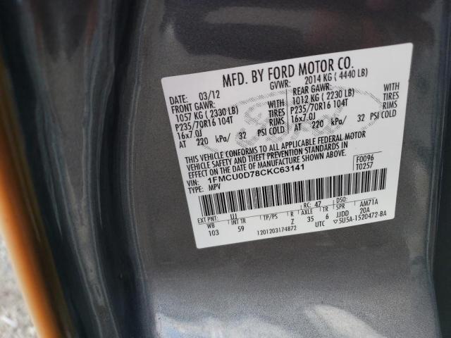 Photo 12 VIN: 1FMCU0D78CKC63141 - FORD ESCAPE XLT 