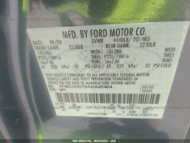 Photo 8 VIN: 1FMCU0D79AKA45464 - FORD ESCAPE 