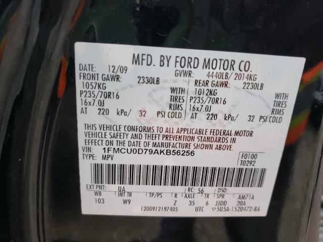 Photo 9 VIN: 1FMCU0D79AKB56256 - FORD ESCAPE XLT 