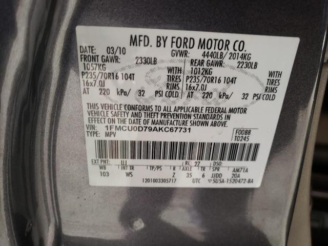 Photo 9 VIN: 1FMCU0D79AKC67731 - FORD ESCAPE XLT 