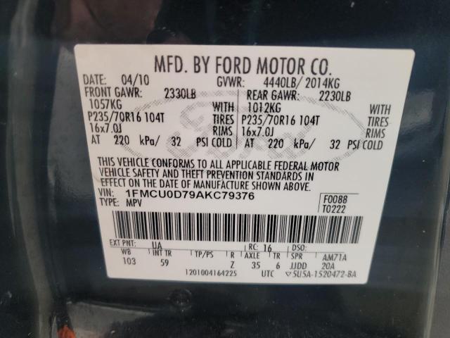 Photo 12 VIN: 1FMCU0D79AKC79376 - FORD ESCAPE XLT 