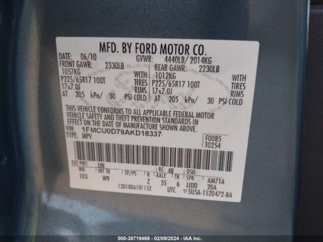 Photo 8 VIN: 1FMCU0D79AKD18337 - FORD ESCAPE 