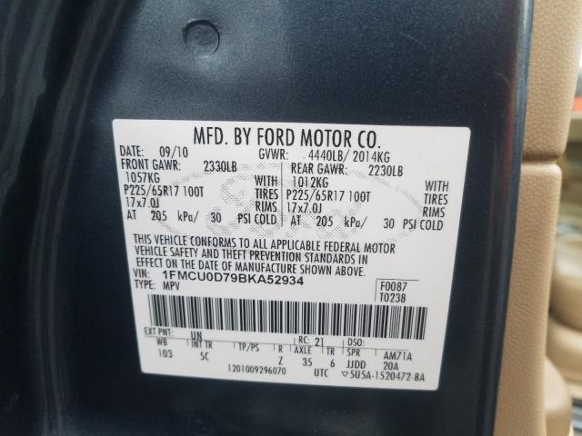 Photo 9 VIN: 1FMCU0D79BKA52934 - FORD ESCAPE XLT 