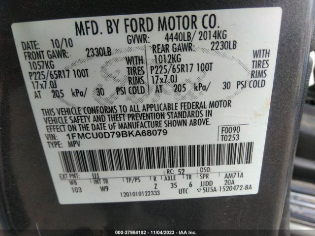 Photo 8 VIN: 1FMCU0D79BKA68079 - FORD ESCAPE 