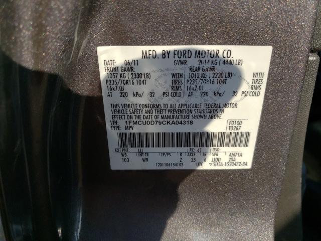 Photo 9 VIN: 1FMCU0D79CKA04318 - FORD ESCAPE XLT 