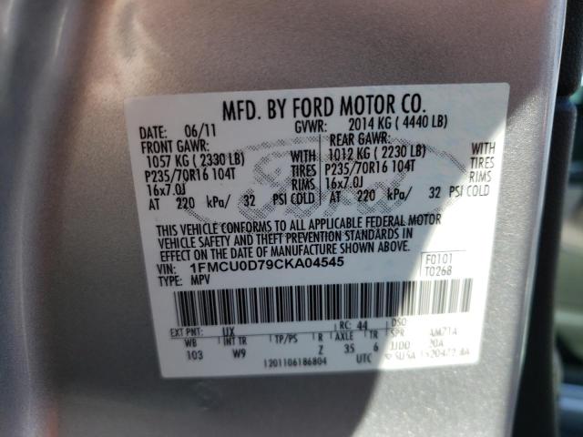 Photo 9 VIN: 1FMCU0D79CKA04545 - FORD ESCAPE XLT 