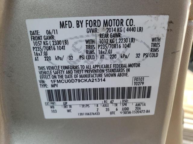 Photo 11 VIN: 1FMCU0D79CKA21314 - FORD ESCAPE XLT 