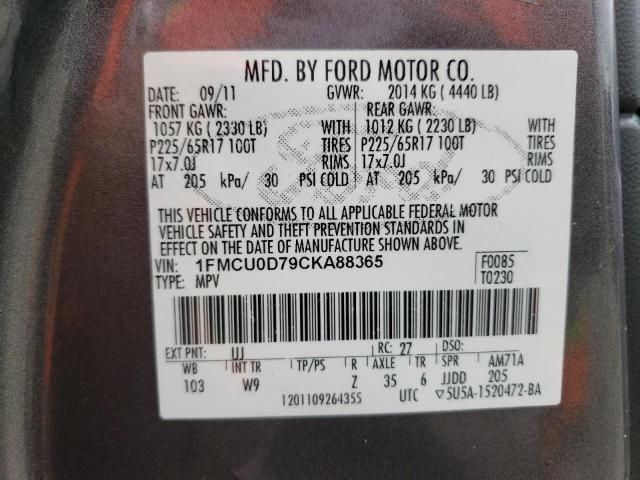 Photo 12 VIN: 1FMCU0D79CKA88365 - FORD ESCAPE XLT 