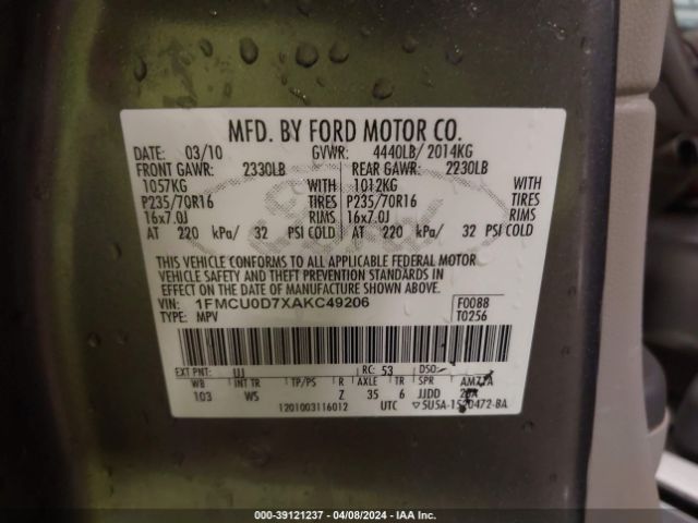 Photo 8 VIN: 1FMCU0D7XAKC49206 - FORD ESCAPE 