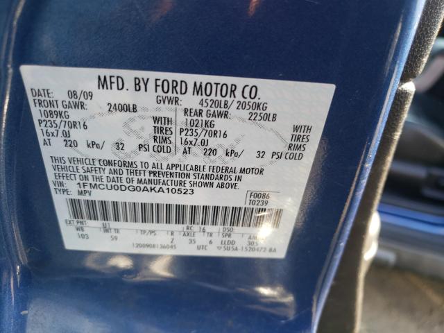 Photo 9 VIN: 1FMCU0DG0AKA10523 - FORD ESCAPE XLT 