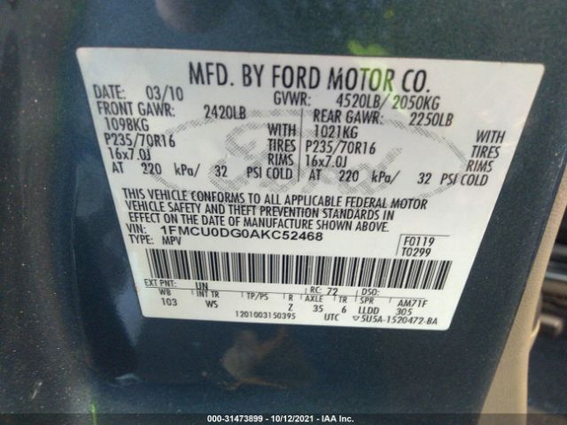 Photo 8 VIN: 1FMCU0DG0AKC52468 - FORD ESCAPE 