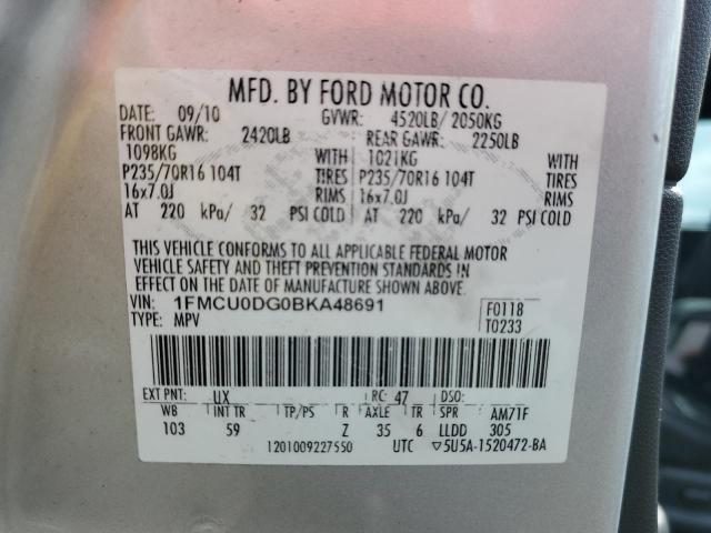 Photo 9 VIN: 1FMCU0DG0BKA48691 - FORD ESCAPE XLT 