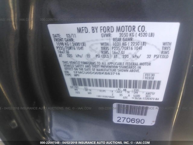 Photo 8 VIN: 1FMCU0DG0BKB83718 - FORD ESCAPE 