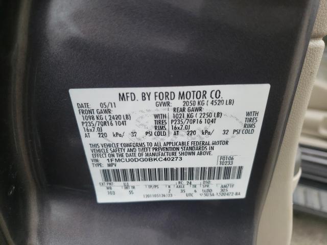 Photo 9 VIN: 1FMCU0DG0BKC40273 - FORD ESCAPE XLT 