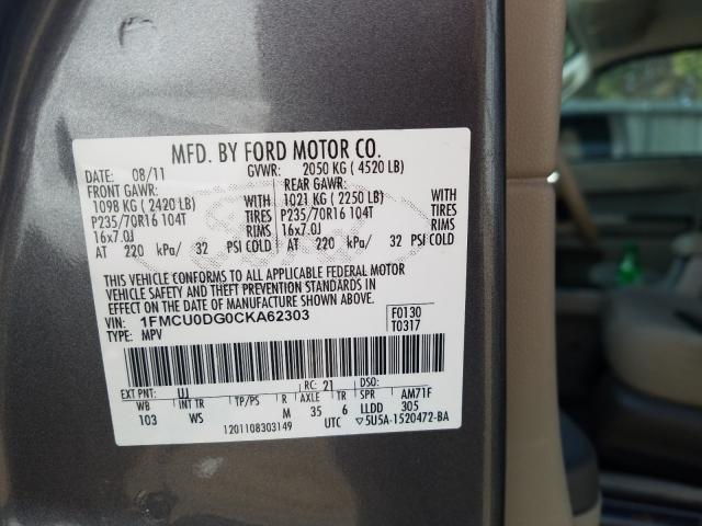 Photo 9 VIN: 1FMCU0DG0CKA62303 - FORD ESCAPE XLT 