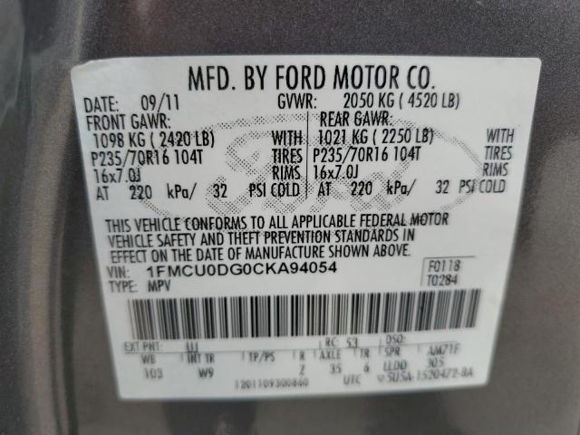 Photo 11 VIN: 1FMCU0DG0CKA94054 - FORD ESCAPE XLT 