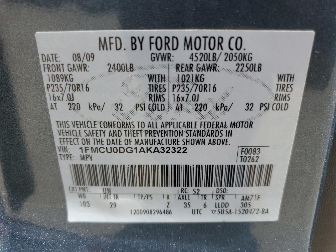 Photo 12 VIN: 1FMCU0DG1AKA32322 - FORD ESCAPE 