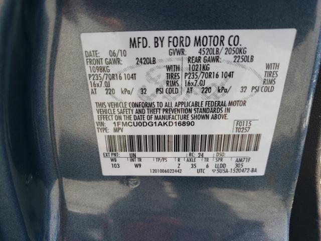 Photo 9 VIN: 1FMCU0DG1AKD16890 - FORD ESCAPE XLT 