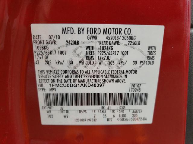 Photo 9 VIN: 1FMCU0DG1AKD48397 - FORD ESCAPE XLT 