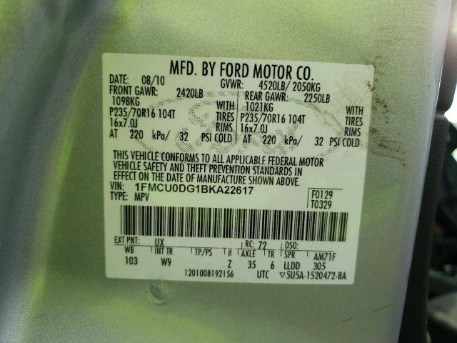 Photo 9 VIN: 1FMCU0DG1BKA22617 - FORD ESCAPE XLT 