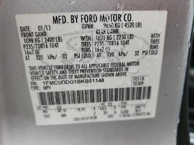 Photo 9 VIN: 1FMCU0DG1BKB51148 - FORD ESCAPE XLT 