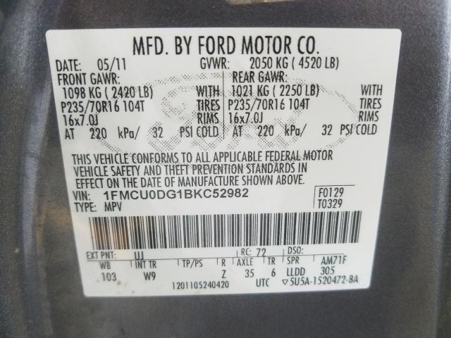 Photo 9 VIN: 1FMCU0DG1BKC52982 - FORD ESCAPE XLT 