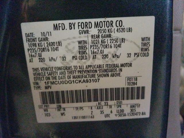 Photo 9 VIN: 1FMCU0DG1CKA93107 - FORD ESCAPE XLT 