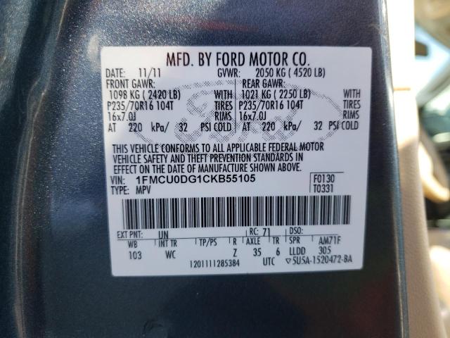 Photo 9 VIN: 1FMCU0DG1CKB55105 - FORD ESCAPE XLT 