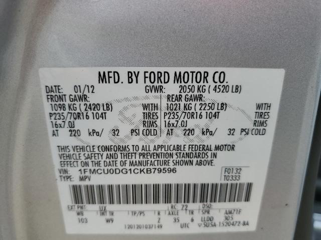 Photo 12 VIN: 1FMCU0DG1CKB79596 - FORD ESCAPE XLT 