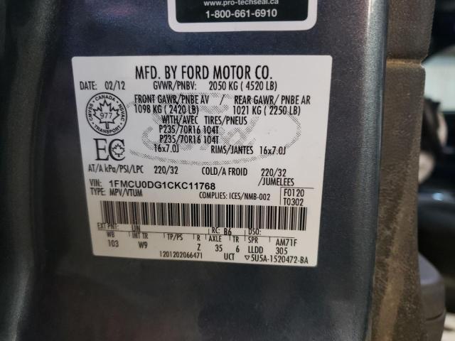 Photo 9 VIN: 1FMCU0DG1CKC11768 - FORD ESCAPE XLT 