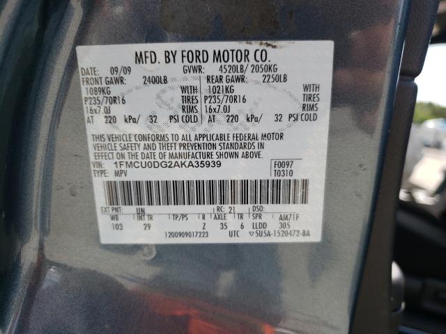 Photo 9 VIN: 1FMCU0DG2AKA35939 - FORD ESCAPE XLT 