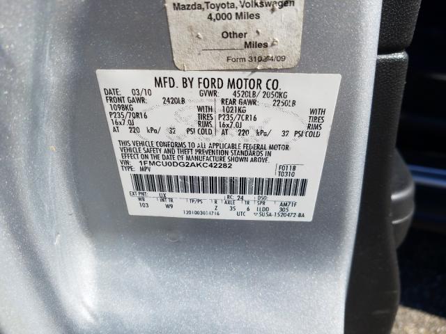 Photo 9 VIN: 1FMCU0DG2AKC42282 - FORD ESCAPE XLT 