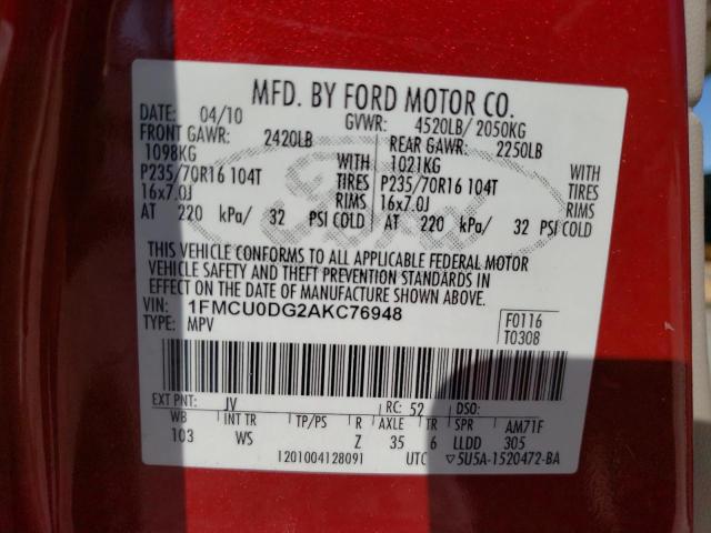 Photo 12 VIN: 1FMCU0DG2AKC76948 - FORD ESCAPE XLT 